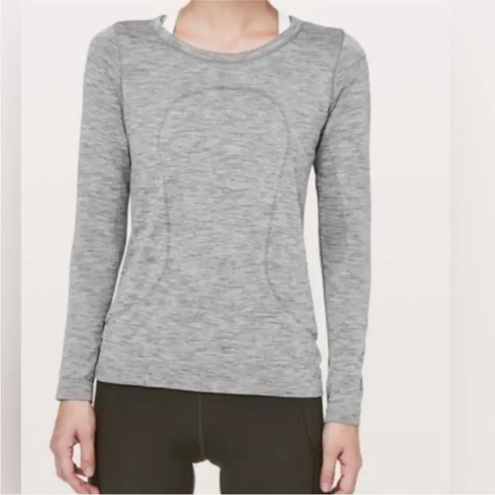 Lululemon Sparkly Run Swiftly Tech Long Sleeve Grey Heather Size 10 Shirt Top